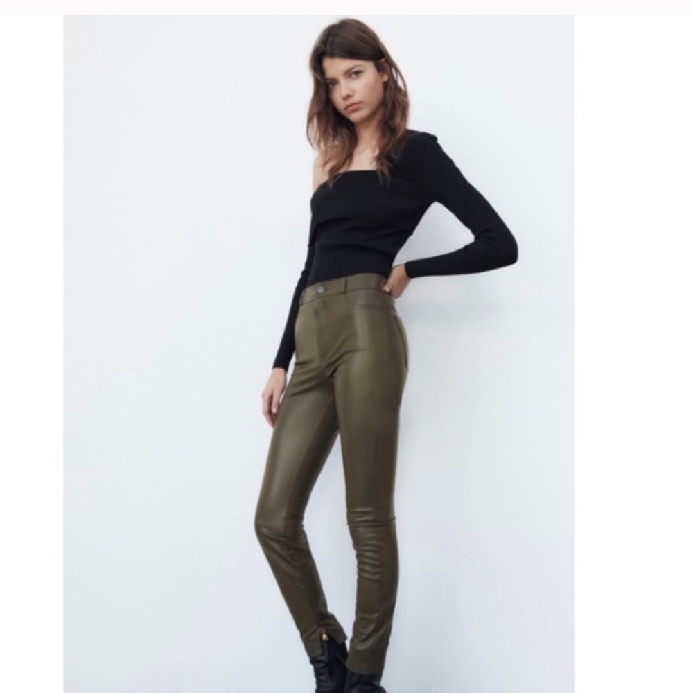 Zara NWT high rise faux leather skinny pants leggings